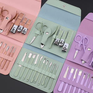 Kit coupe-ongles 16 en 1 en acier inoxydable avec ensemble de toilettage pédicure en cuir outils de soin des ongles à fonction complète ensemble de manucure - Product Image 5