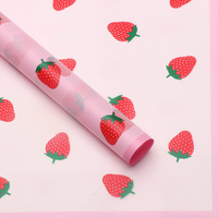 Papier d'emballage pour fleurs imperméable à l'eau à motif de fraises, emballage floral, papier à fleurs semi-transparent, fournitures de fleuristes en gros