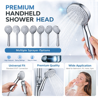 Cabezal de Ducha Manual de Alta Presión con Conexión sin Herramientas, Plástico ABS Cromado, Diseño Antiobstrucción, Ahorro de Agua, Rociador Único, Ideal para Apartamentos