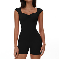 Combinaison de yoga moulante à motif uni, short de sport ajusté à manches courtes, extensible dans les quatre sens, séchage rapide, grandes tailles