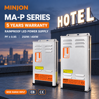 Alimentation LED extérieure 250W 12V 24V avec transformateur PFC étanche pour éclairage et signalétique, garantie 5 ans