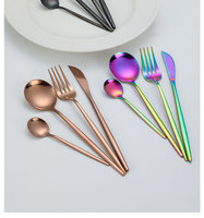Ensemble de couverts en acier inoxydable poli miroir, design européen, 24 pièces, avec couteaux à steak, 6 couverts durables pour mariage, boîte cadeau