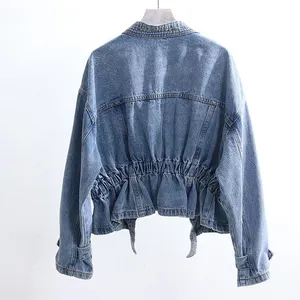 Джинсовая женская куртка с V-образным вырезом, модная трендовая Универсальная женская джинсовая куртка оптом