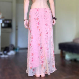 Falda Midi Asimétrica de Malla con Estampado Floral para Mujer, Cintura Media, Ligera, Informal, para Vacaciones, Versátil - Product Image 3