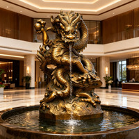 Décoration d'entrée de cour de style chinois traditionnel sur mesure, sculpture en bronze coulé, statue de dragon, fontaine