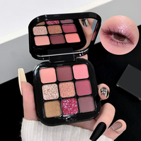 Palette de fards à paupières 9 couleurs, marque privée, sur mesure, fini mat, scintillant, pailleté, maquillage pour les yeux, OEM, ODM, vente en gros, usine de cosmétiques