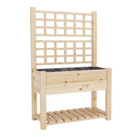 Jardinière en bois personnalisable de style américain, portable, surélevée et respirante, avec treillis pour plantes