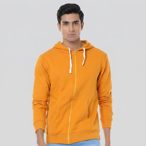 Sweat-shirts en coton pour hommes avec poche avant, structure côtelée et cordons de serrage au capuche, adaptés aux journées froides et douces. - Product Image 1