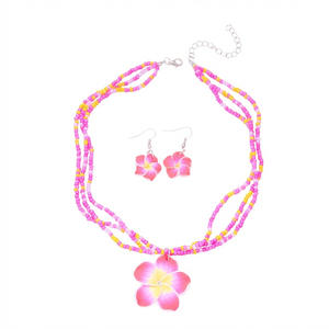 Conjunto <span class=keywords><strong>de</strong></span> Joyería con Cuentas <span class=keywords><strong>de</strong></span> Flor <span class=keywords><strong>de</strong></span> <span class=keywords><strong>Plumeria</strong></span> Tropical, Collar <span class=keywords><strong>de</strong></span> Varias Capas con Cuentas <span class=keywords><strong>de</strong></span> <span class=keywords><strong>Semillas</strong></span> y Pendientes Colgantes para Mujer, para la Playa en Verano - Product Image 5