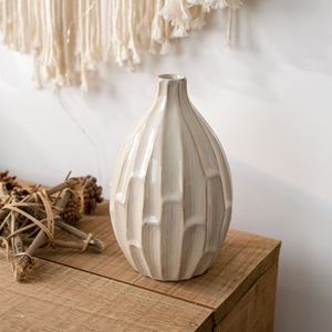 Vase en céramique CallaFloral beige glacé, style nordique, décoration de table pour salon et salle à manger - Product Image 3