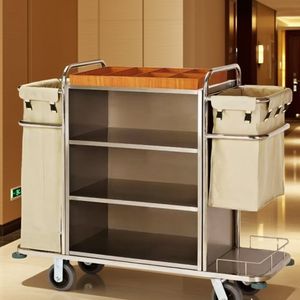 Chariot de blanchisserie en acier inoxydable de conception nouvelle pour hôtel, chariot de ménage de luxe - Product Image 1