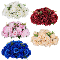 Décoration de table Hortensia en soie réutilisable Roses artificielles Bouquet de fleurs boule centres de table de mariage