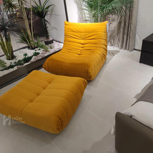 High Quality Yellow Suede Recliner Couches Lounge Chair with Ottoman for Hotel Home - Product Image 2