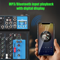 Mini mélangeur audio professionnel F4 + à 4 canaux avec connexion Bluetooth pour l'enregistrement sur ordinateur et les événements en direct