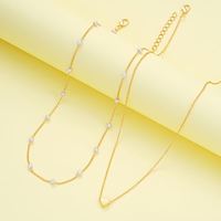 Ensemble de bijoux élégant à double couche de perles empilées en forme de cœur, bracelet et collier en or et argent