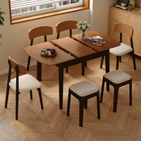 Ensemble table et chaises de salle à manger rectangulaire extensible en bois massif, style moderne de luxe, éco-responsable et durable, idéal pour les intérieurs de villas