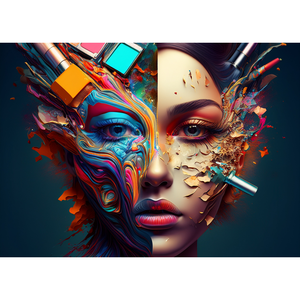 Murales Cosmetici con Graffiti Glamour Cosmici, Arte Decorativa Chic Urbana per Spazi Moderni - Product Image 1