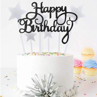 50 pièces paillettes papier cartonné joyeux anniversaire décoration de gâteau bébé douche enfants fête d'anniversaire faveurs décorations gâteau décoration fournitures