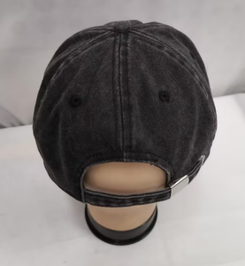 <b>Black</b> Embroidered <b>Baseball</b> <b>Cap</b> Denim Look Curved Brim Casual Adjustable Hat for Streetwear - Product Image 3