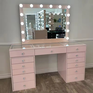 Bán buôn hiện đại màu hồng bàn trang điểm với LED gương hot cho các nhà bán lẻ <span class=keywords><strong>Vanity</strong></span> bàn <span class=keywords><strong>Vanity</strong></span> bàn cho trang điểm Glass Top - Product Image 4