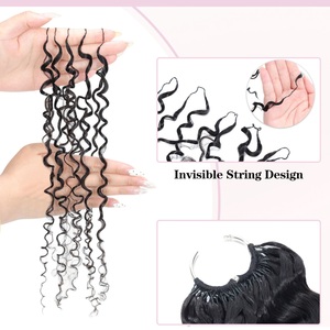 FH Pre-separated Loop Rings Crochet Human Hair Extensions Curly Feathering Crochet Human Hair 100g/Pack - Product Image 2