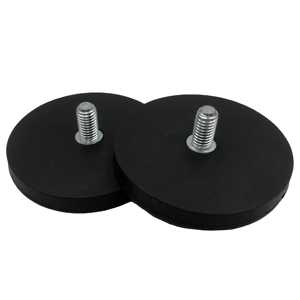 Magneti di Montaggio Rivestiti in Gomma M5 da 43mm, 65LBS, Superficie Verniciata Nera Antigraffio, Magneti con Perno Filettato M6, Bulloni e Dadi Inclusi - Product Image 5