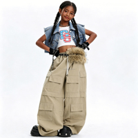 Ensemble de vêtements personnalisables pour filles, style gothique, imprimé journal, hip-hop, streetwear pour enfants - Polyester/coton, vêtements lavables