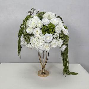 Arrangements de boules de fleurs en soie faites à la main, réalistes et légères, personnalisées, pour les centres de table de mariage, décoration de table - Product Image 1