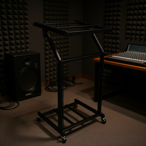 Soporte de Mezclador de DJ para Montaje en Rack D0100H7XX0P, Carro Metálico Ajustable de 16U con Ruedas para Uso en Estudio - Product Image 2