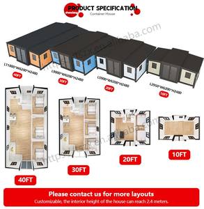 טרומי מתקפל בית 20 רגל 40ft וילה בית זעיר 2 3 4 חדרי שינה יוקרה מודולרי בית מיכל להרחבה - Product Image 3