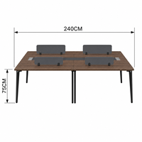Poste de travail de bureau en panneau de particules mélaminé de 240 cm, cloison de séparation multi-personnes, style moderne et minimaliste, pour vente en gros