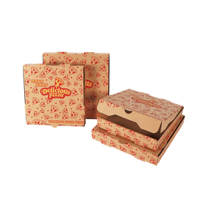 High Quality Custom 9-10 Inch Kraft Paper Pizza <strong>Boxes</strong> Corrugated Board Italian Pizza Carton - Product Image 5