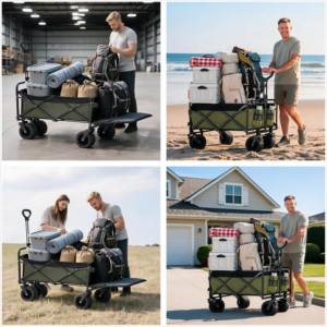 Wholesale Camping Trolley Outdoor Folding Extra Large Hand Push <b>Cart</b> Small Trolley Picnic <b>Cart</b> Rear Opening Extended Wagon - Product Image 5