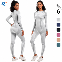 Ensemble de ski sans couture pour femmes, 2 pièces, tricoté, haute élasticité, pour yoga et entraînement, tenue athlétique intégrale pour le sport