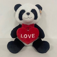 Peluche Ours Panda en Forme de Cœur avec Nœud Rouge, Tissu Super Doux, Anti-Stress, Cadeau pour la Saint-Valentin