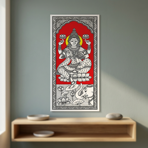 Peinture traditionnelle rectangulaire en tissu Kalamkari pour la décoration de la maison, art mural indien fait main - Product Image 4