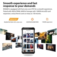 Téléphone mobile Android Blackview BV6600 avec triple caméra arrière, 4 Go + 64 Go, batterie 8580 mAh, écran Full Screen 5,7 pouces, débloqué, 4G