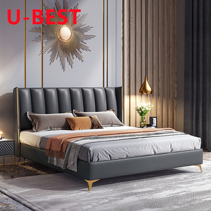 U-Best-Marco de cama doble de lujo, tela tapizada con madera MDF para muebles de dormitorio, muebles de madera Casal - Product Image 1