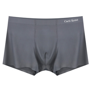 Venta directa de fábrica, Bóxer sin costuras de seda helada, ropa interior transpirable de Color sólido de gran tamaño para hombre, Calzoncillos Bóxer - Product Image 4