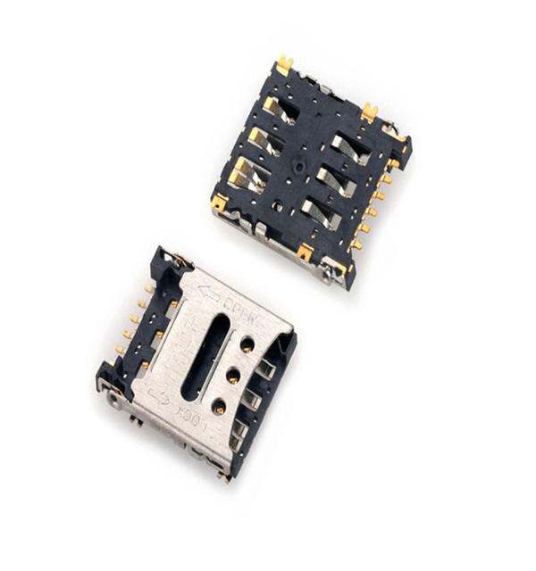 MUP Hinge Nano Sim Card Connector 6 Pin Switch Smt H=1.40mm Female Card Holder for Wireless Modules / Communication Modules