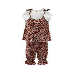 Ropa Acolchada de Algodón para Niñas al por Mayor, Camisetas con Estampado de Calaveras y Pantalones de Viscosa para Niños, Traje de Carreras Infantil de Proveedor Chino - Product Image 1
