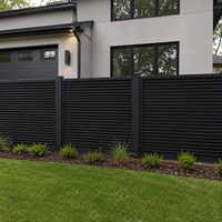 Panneaux à lamelles horizontales noires modernes en aluminium, écologiques, résistants au vent, ventilés et robustes pour balcon et maison