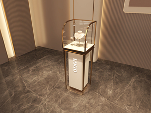 Muebles de Exhibición para Joyería a Medida, Vitrina de Joyería de Vidrio con Marco Dorado de Lujo e Iluminación - Product Image 2