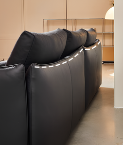 Divano in Vera Pelle Nera Moderno a 3 Posti Pronto per la Spedizione, Set Divani in Pelle Bovina per Ufficio e Reception, Vendita Diretta dalla Fabbrica - Product Image 4