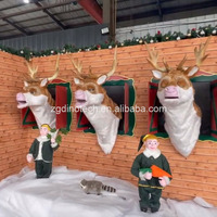 Têtes de rennes animatroniques pour expositions de Noël ou décorations de têtes d'animaux à thème comme attraction pour centre commercial