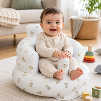 Canapé gonflable portable en PVC pour bébé avec imprimé ours mignon pour l'apprentissage de la position assise et l'utilisation intérieure/extérieure