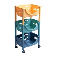 Étagère de rangement portable multi-niveaux en plastique pour jouets, à poser au sol, avec paniers à fruits et légumes