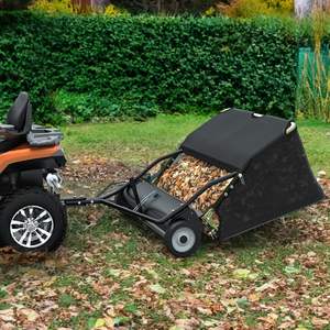 Balayeuse de pelouse 42 pouces à attacher, capacité 20 pieds cubes Collecteur de feuilles et d'herbe pour jardin, avec brosse réglable en hauteur et corde de vidage, noir - Product Image 5