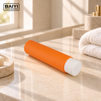 Bouteille de savon liquide mince de 400 ml avec bouchon blanc, bouteilles en plastique PE mat orange, emballage personnalisé pour soins personnels, sérigraphie, MOQ 10000