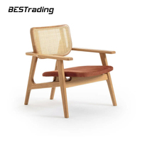 Nordic Design und Mid Century Style Eiche Holz und Wicker Cane Sessel
